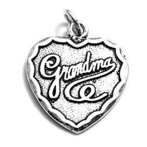 PRECIOUS "GRANDMA" SCRIPTED HEART CHARM IN STERLING SILVER